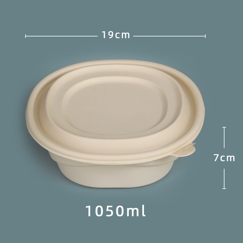 玉米澱粉 可降解圓形餐盒+蓋子1050ml(50個) Cornstarch Biodegradable Round Container with Lid 1050ml (50P)