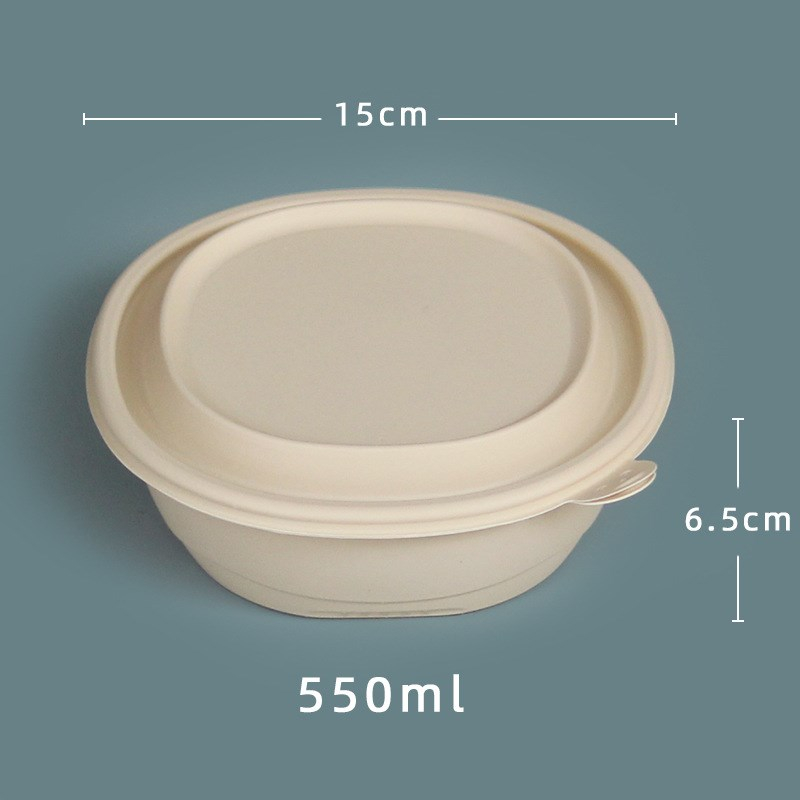 玉米澱粉 可降解圓形餐盒+蓋子550ml(100個) Cornstarch Biodegradable Round Container with Lid 550ml (100P)